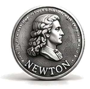 A struck silver medal bearing Newton's portrait.